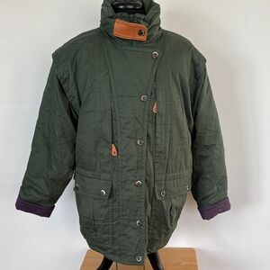 Cabela’s Down Green Quilted Coat with Brown Accents Size XL